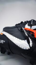 OW Jordan 1 Leather Sewn Football Cleats - Image 4
