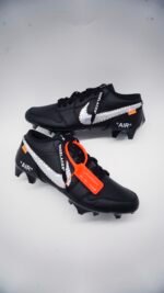 OW Jordan 1 Leather Sewn Football Cleats - Image 5